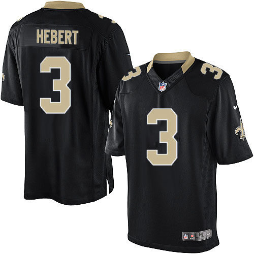 Men's Limited Bobby Hebert Nike Jersey Black Home - #3 NFL New Orleans Saints